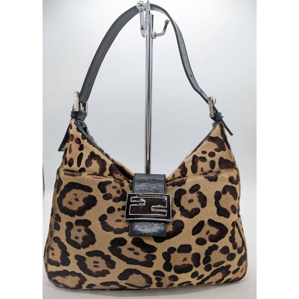 Fendi Mamma Bucket handbag shoulder bag calfskin leopard Hobo